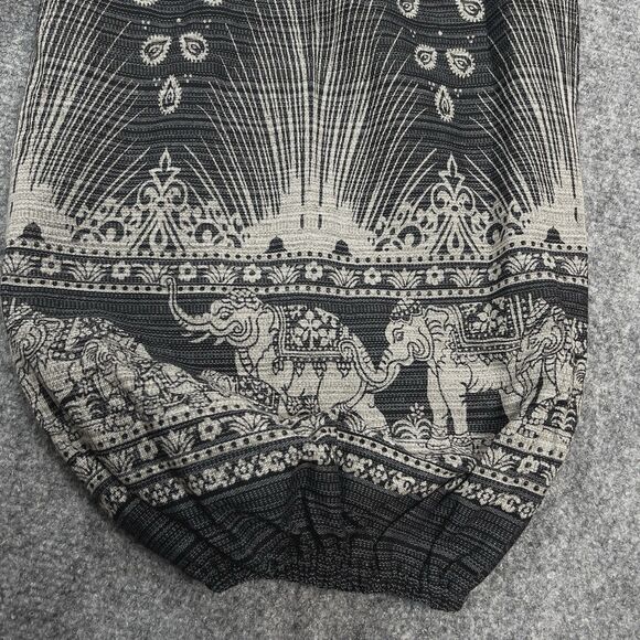 Kamana Harem Pants Womens Large Wide Leg Elephant Print Exterior Pocket Cotton - Picture 4 of 10